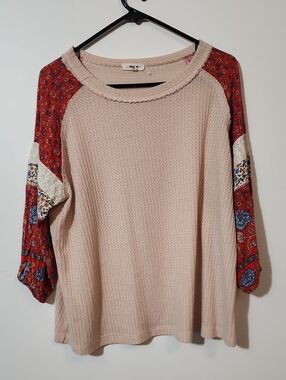 In Bloom Soft Waffle Knit Top in Blush Pink